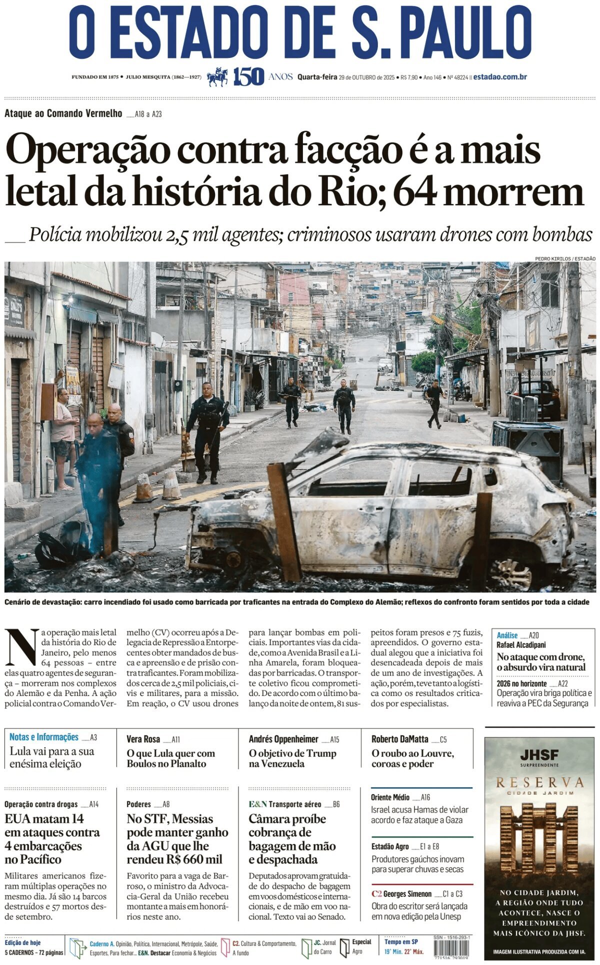 Prima Pagina O Estado de S. Paulo 29/10/2025