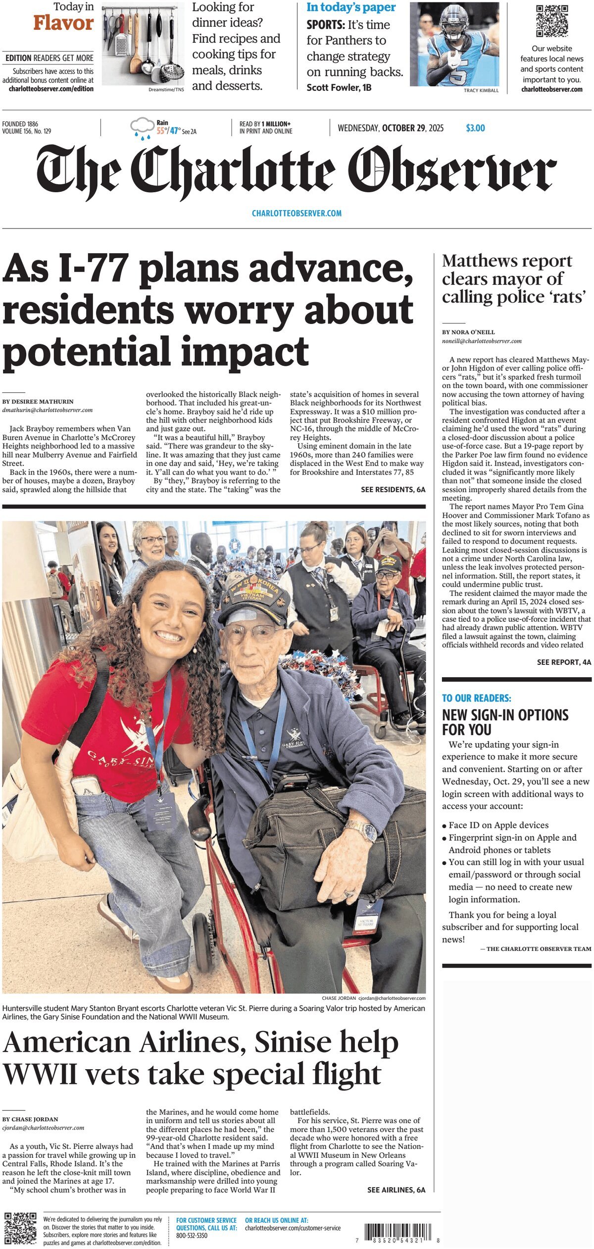 Prima Pagina The Charlotte Observer 29/10/2025