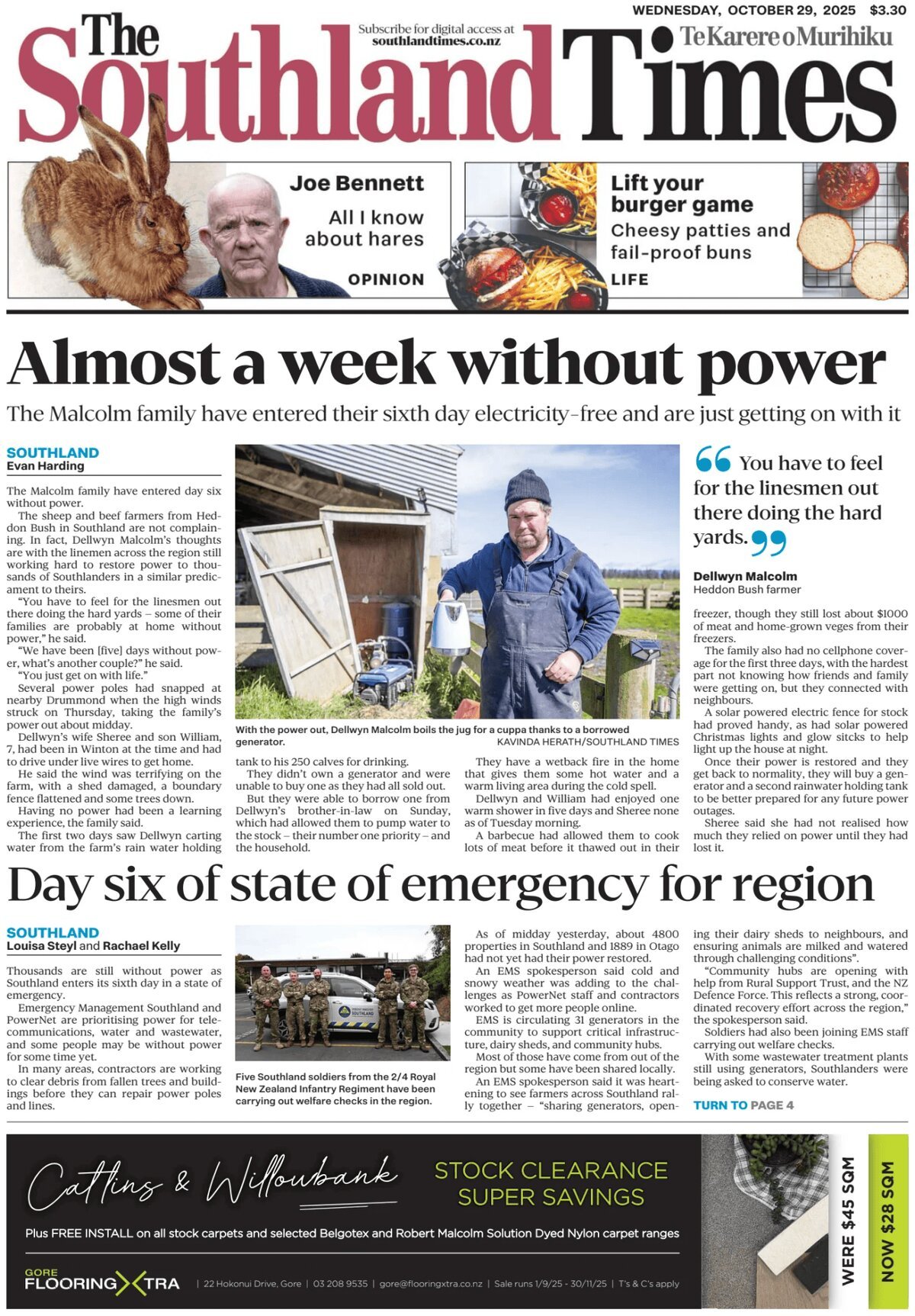 Prima Pagina The Southland Times 29/10/2025