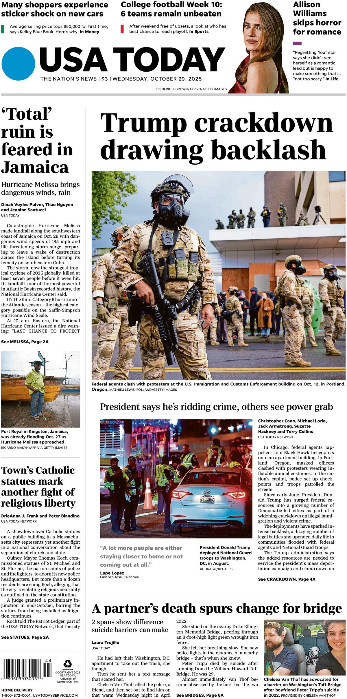 Prima Pagina USA Today 29/10/2025