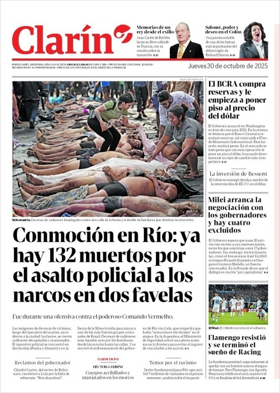 Prima Pagina Clarín 30/10/2025