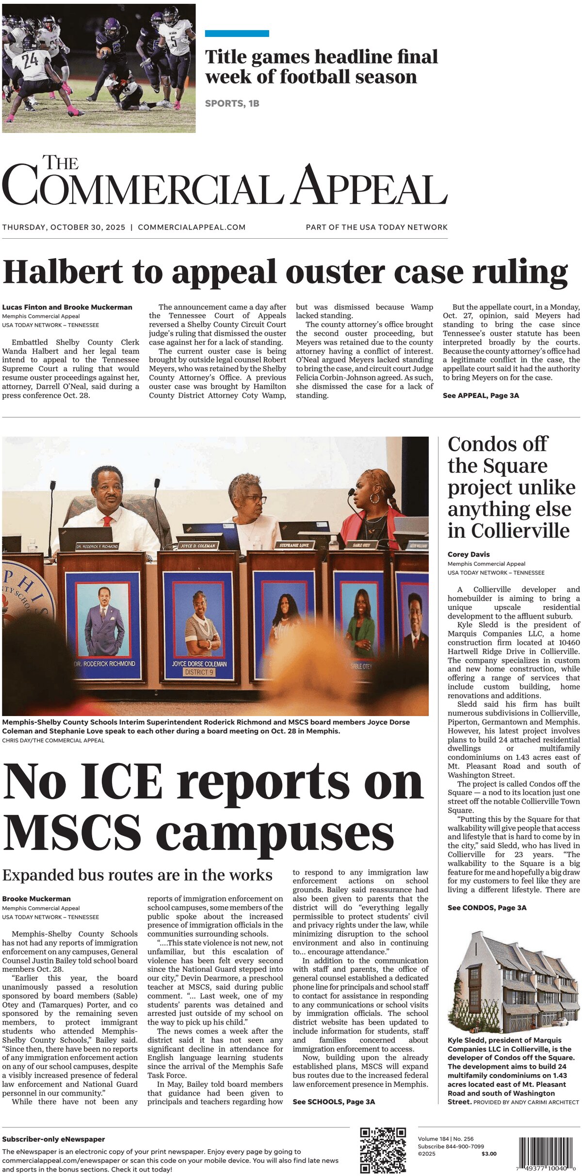 Prima Pagina The Commercial Appeal 30/10/2025