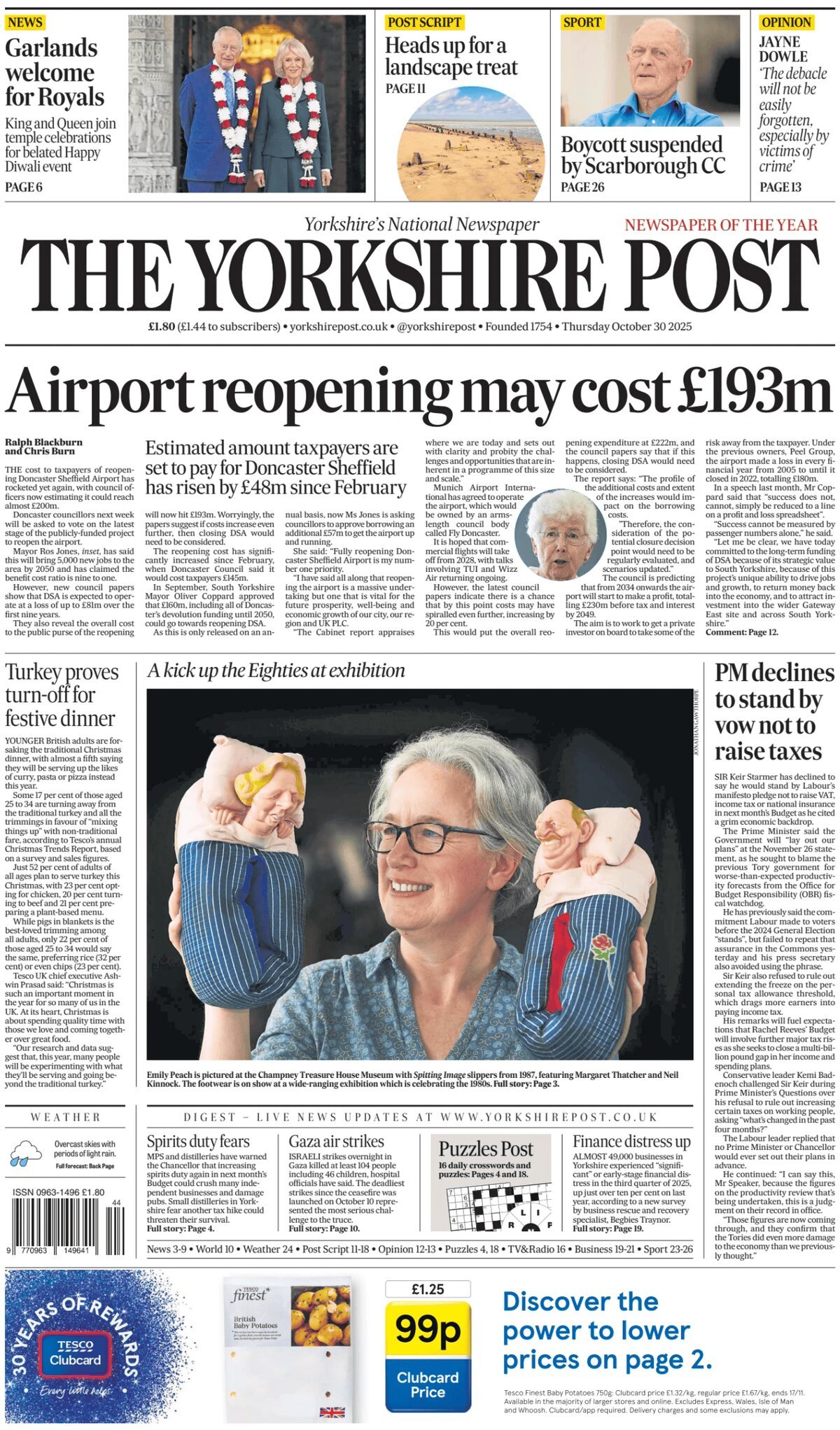 Prima Pagina The Yorkshire Post 30/10/2025