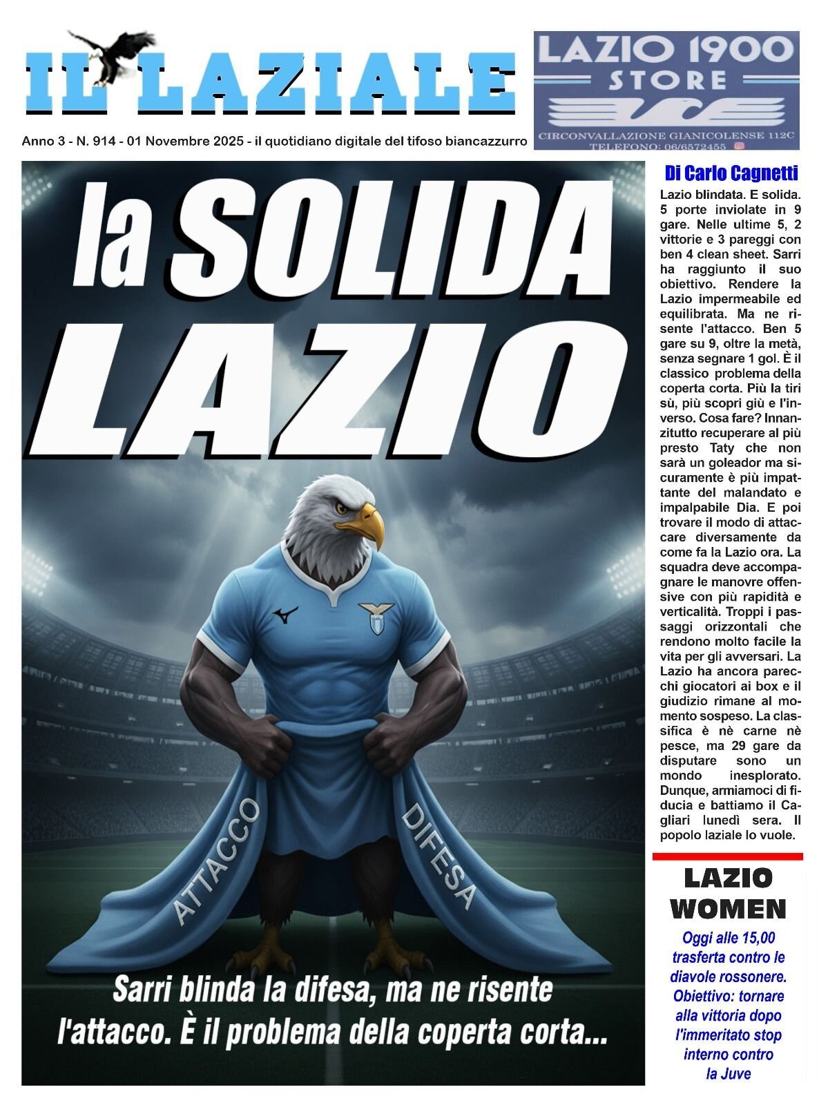 Prima Pagina Il Laziale 01/11/2025