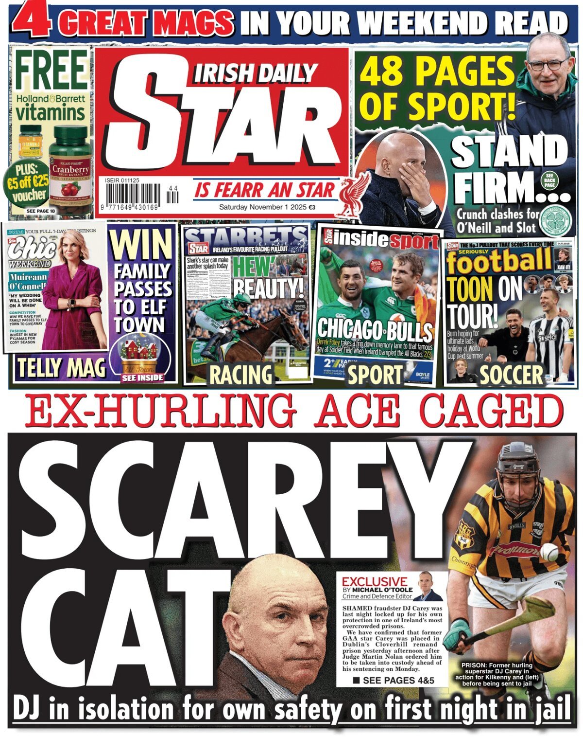 Prima Pagina Irish Daily Star 01/11/2025