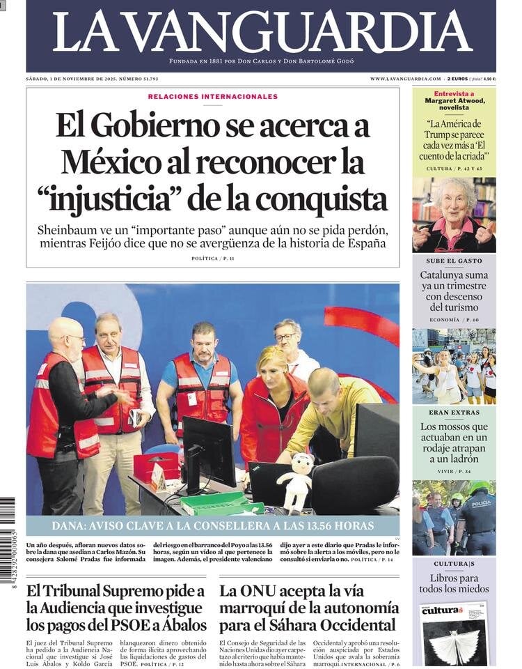 Prima Pagina La Vanguardia 01/11/2025