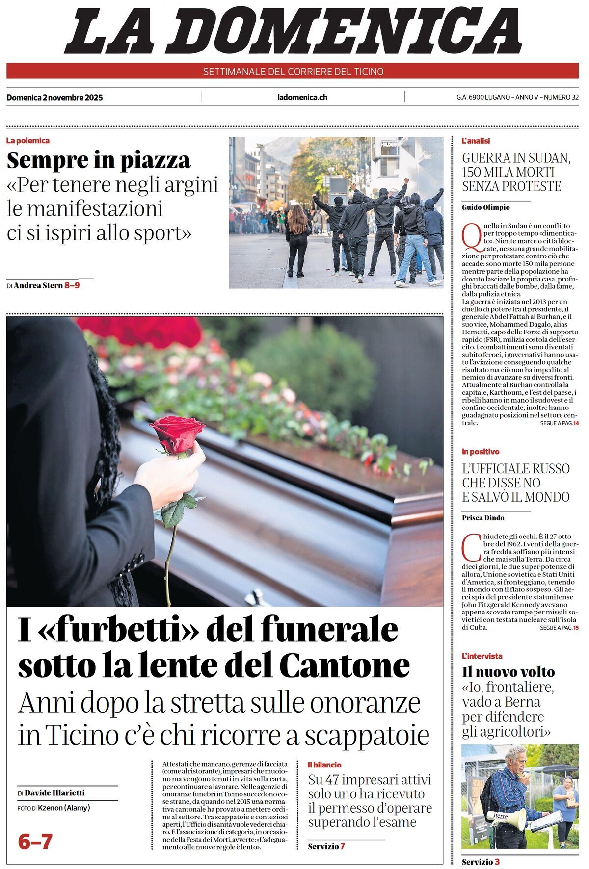 Prima Pagina Corriere del Ticino 02/11/2025
