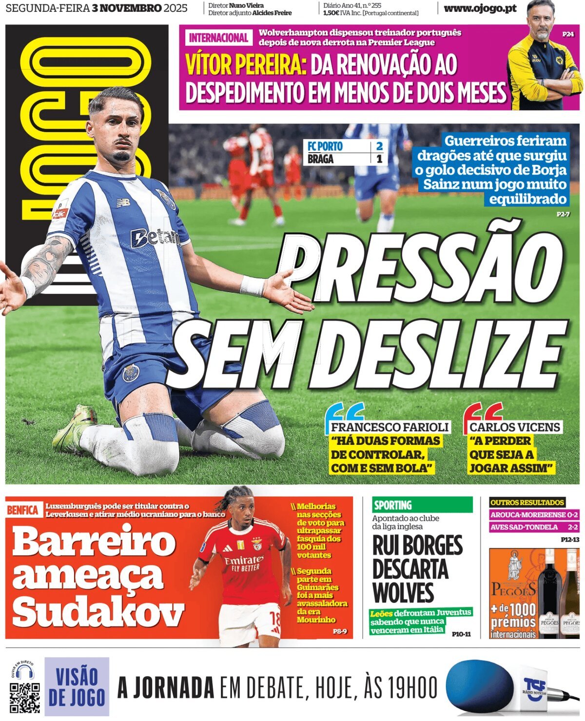 Prima Pagina O Jogo 03/11/2025