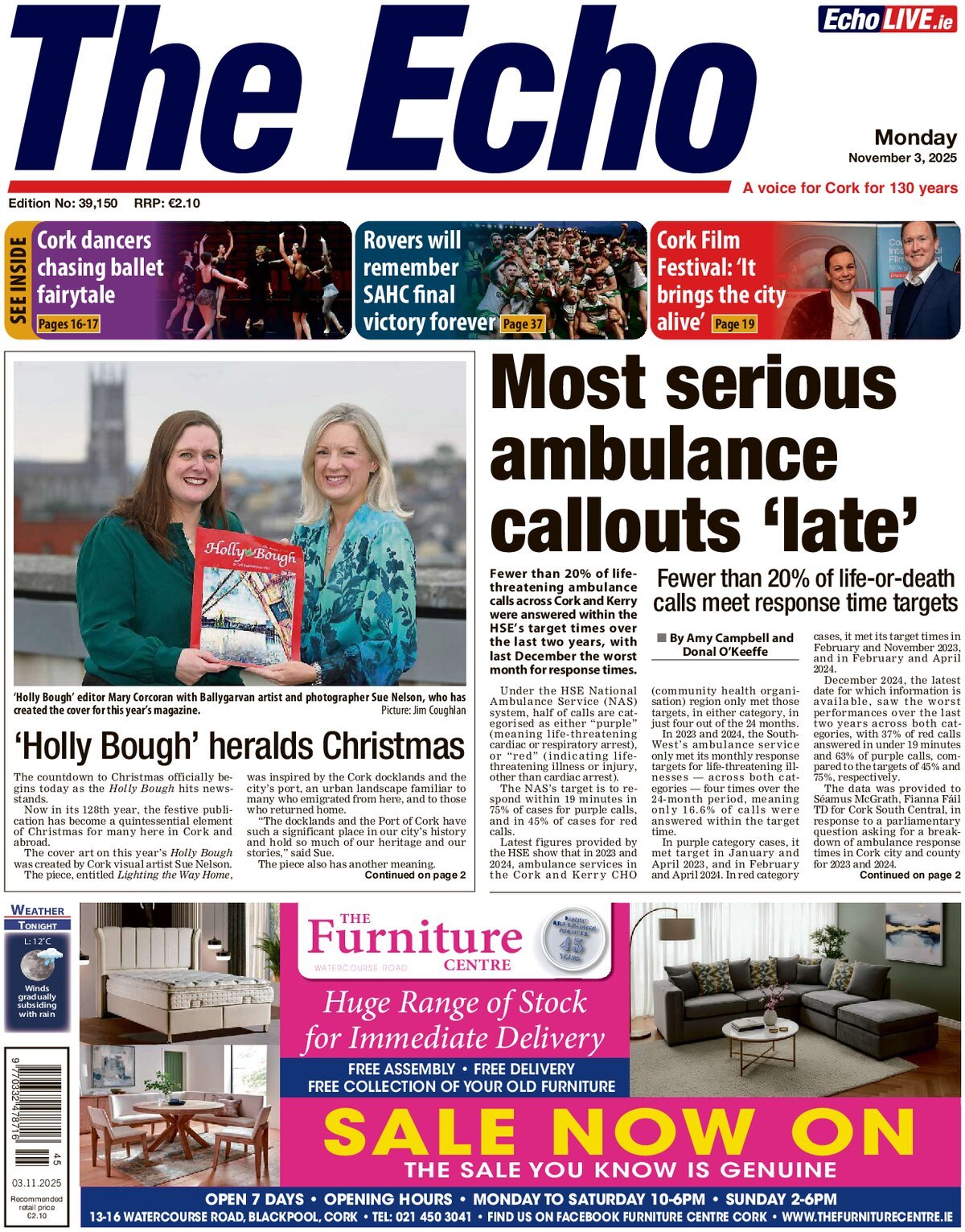 Prima Pagina The Echo (Cork) 03/11/2025