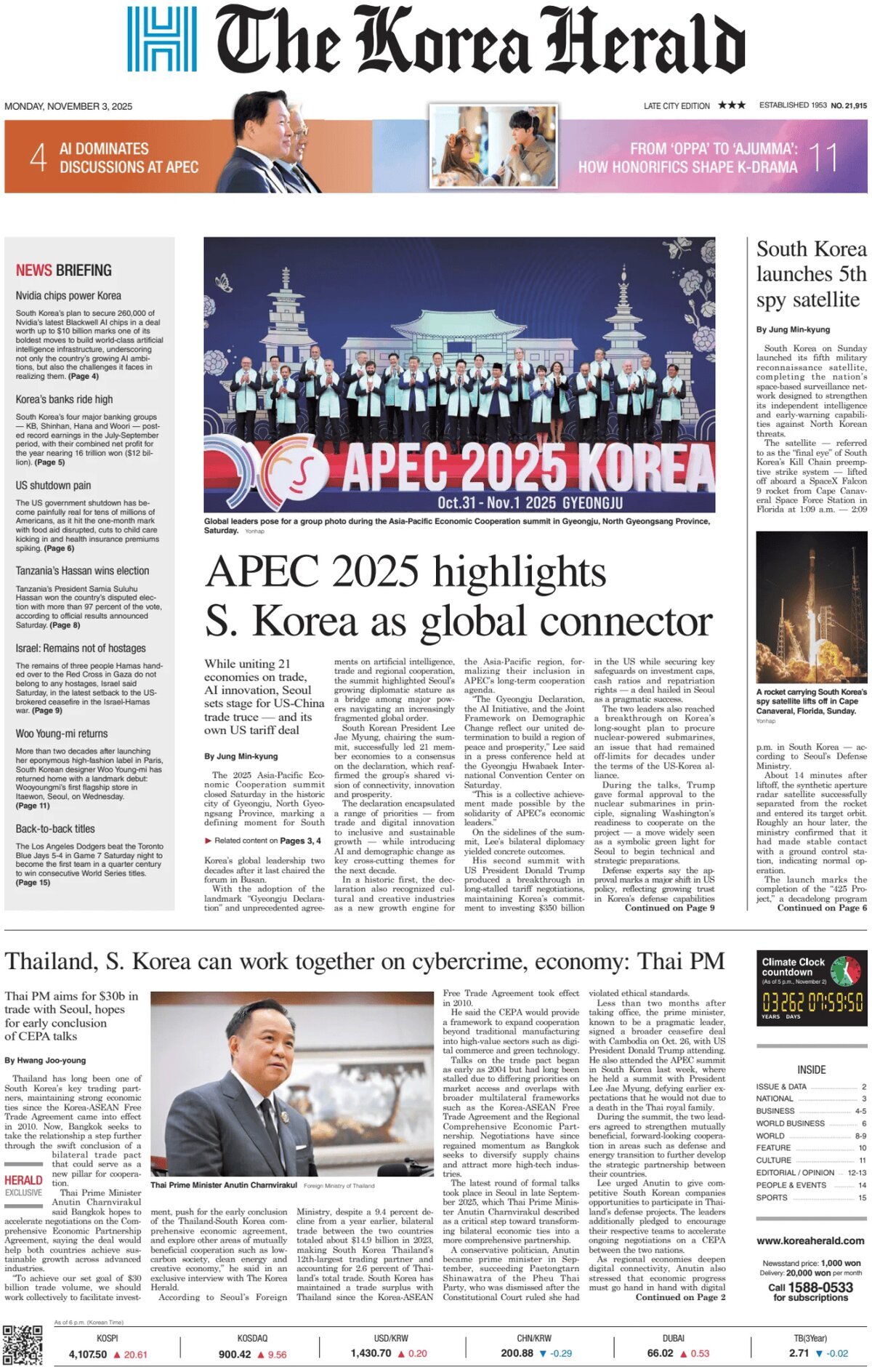 Prima Pagina The Korea Herald 03/11/2025
