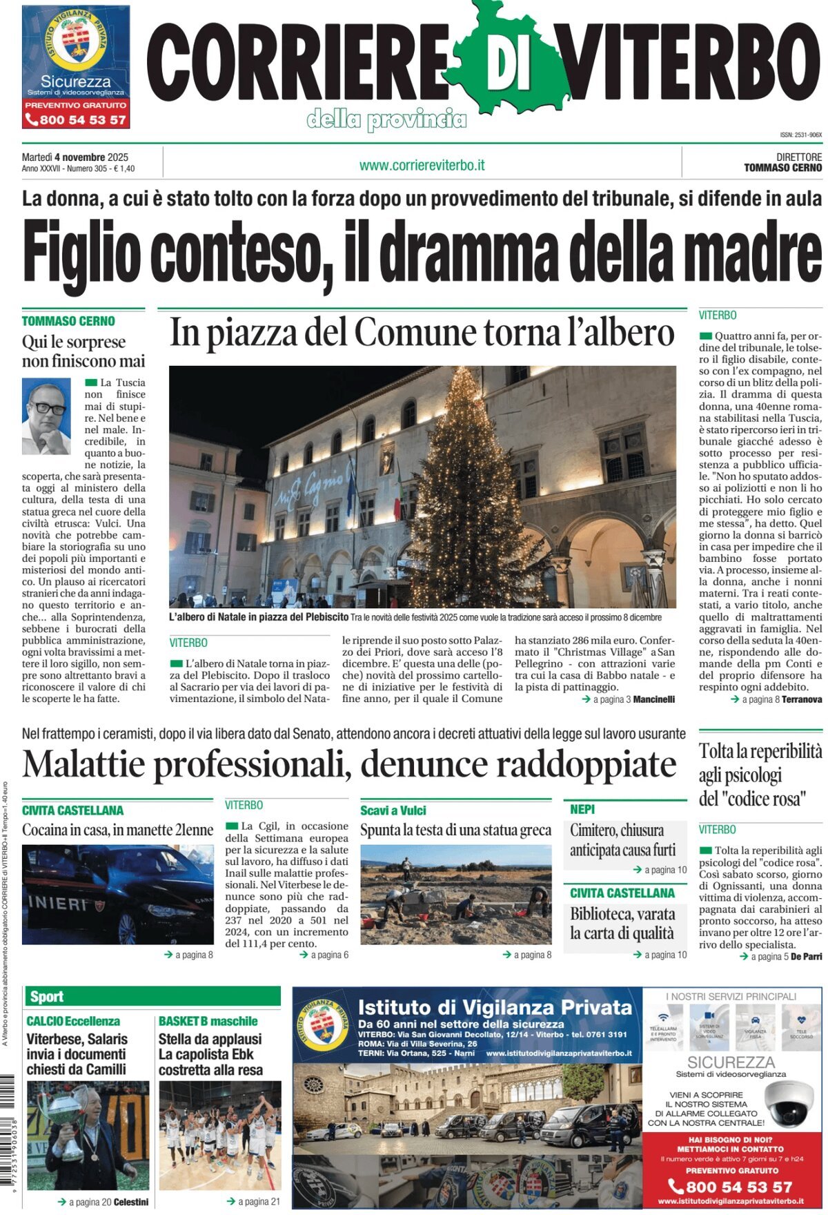Prima Pagina Corriere di Viterbo 04/11/2025