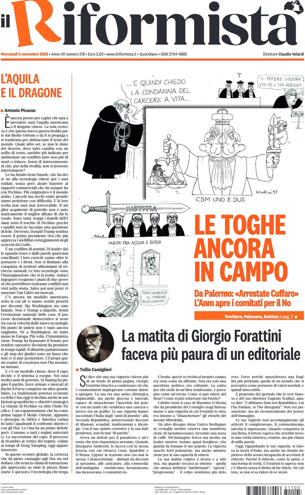 Prima Pagina Il Riformista 05/11/2025