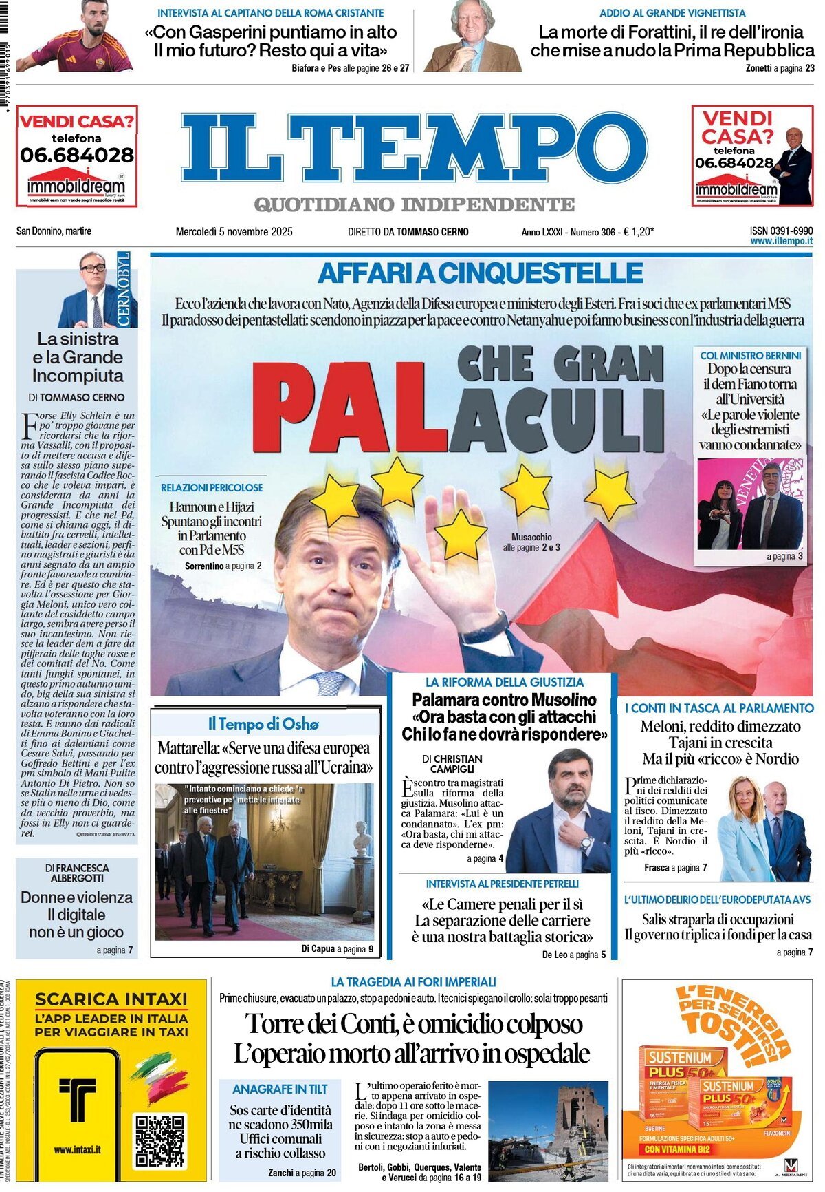 Prima Pagina Il Tempo 05/11/2025