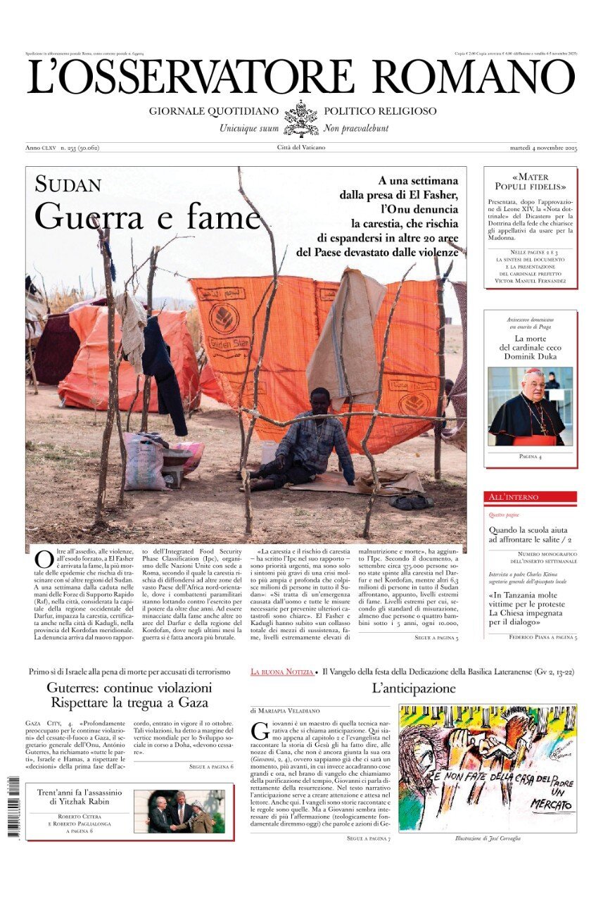Prima Pagina L'Osservatore Romano 04/11/2025