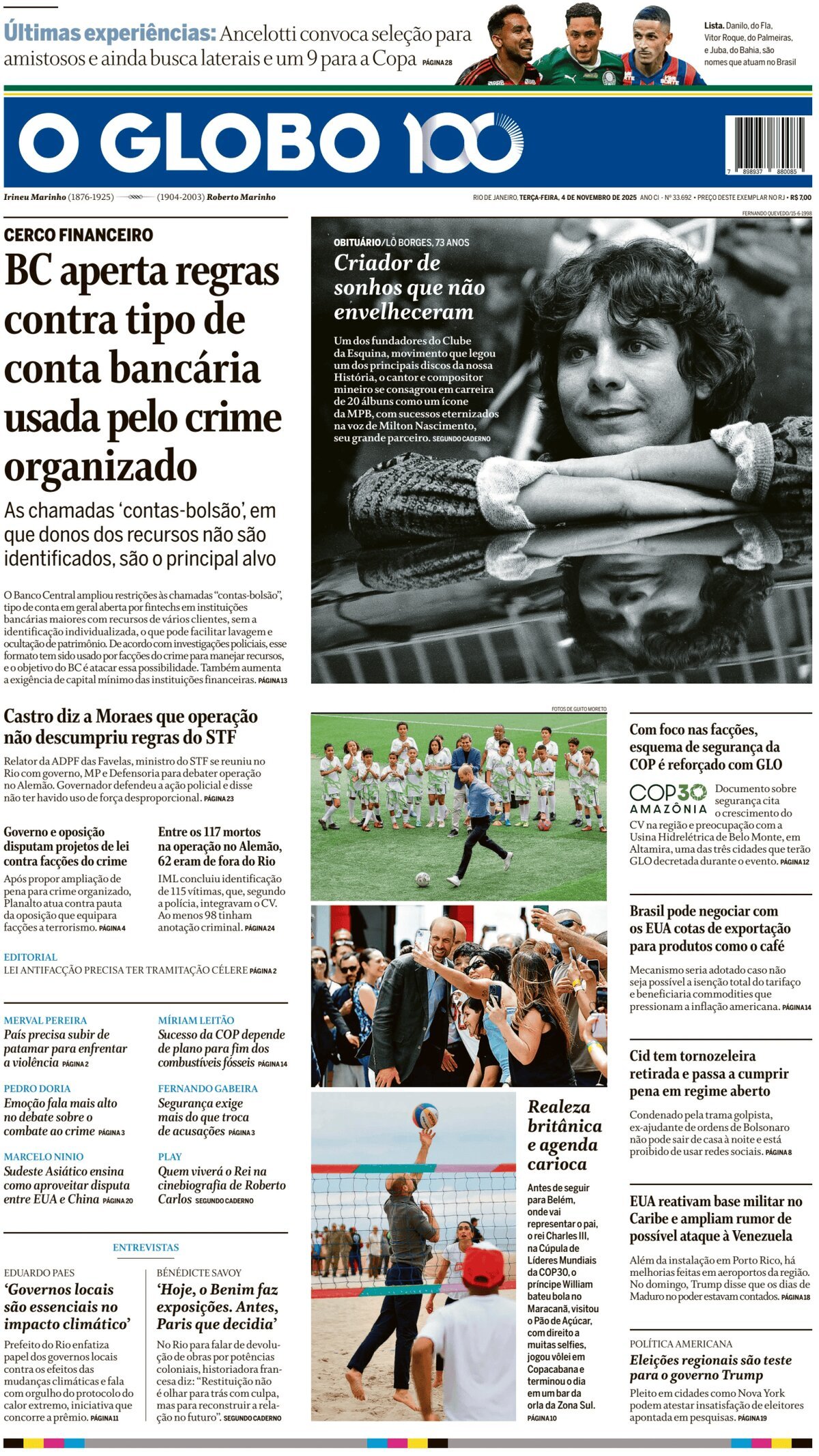 Prima Pagina O Globo 04/11/2025