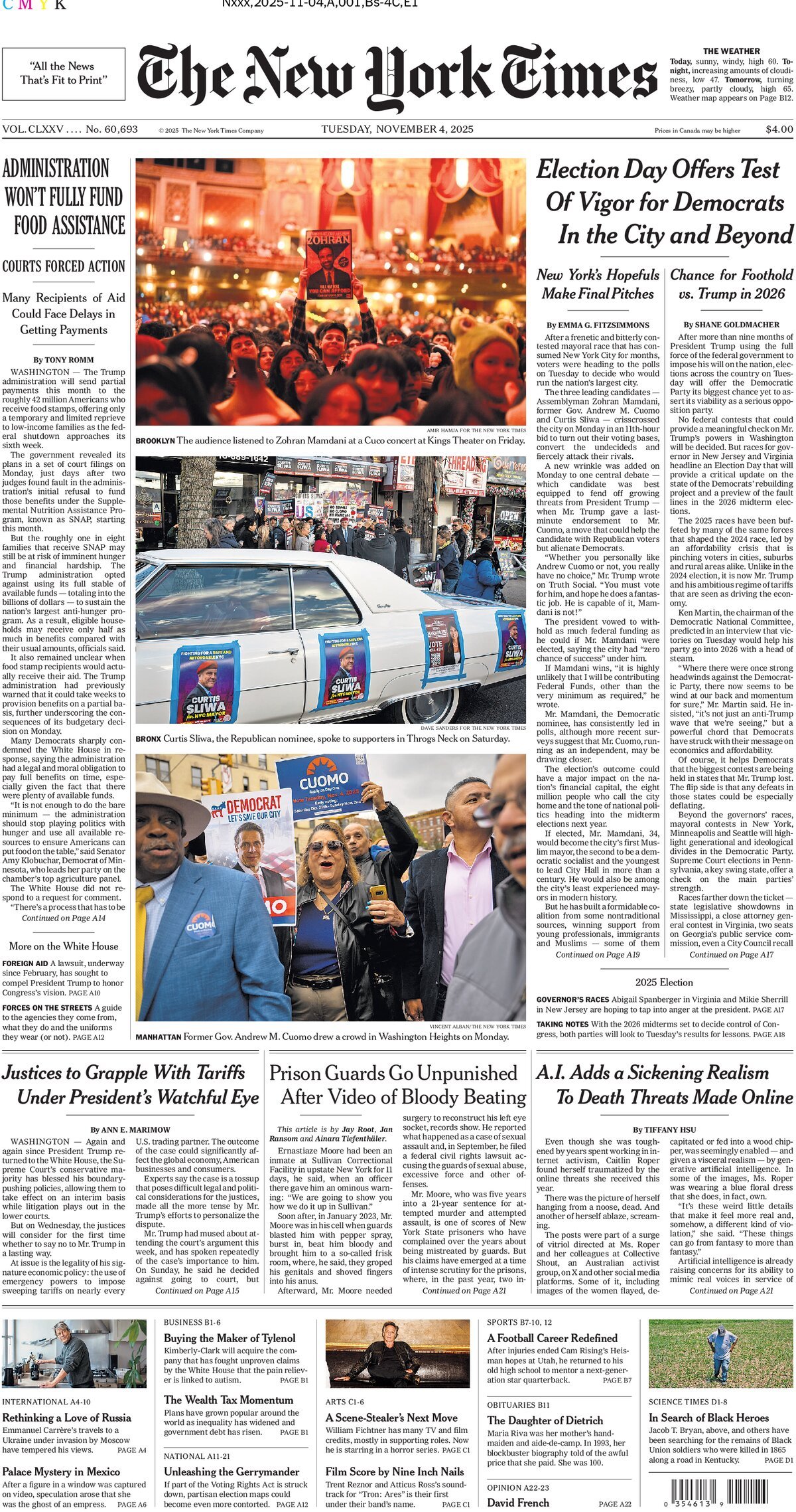 Prima Pagina The New York Times 04/11/2025