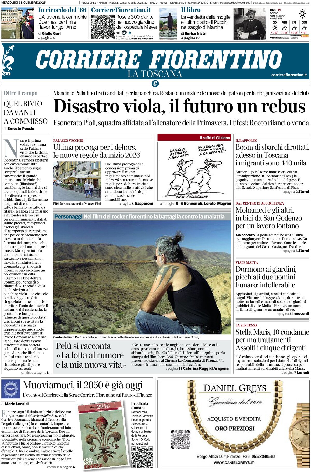 Prima Pagina Corriere Fiorentino 05/11/2025