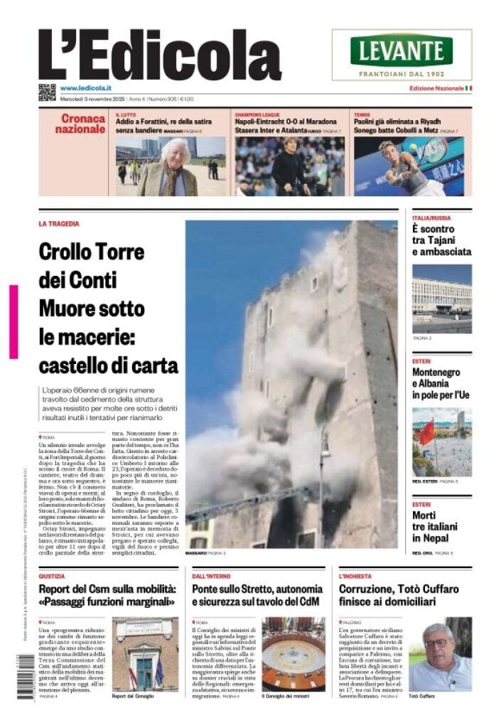Prima Pagina L'Edicola (Nazionale) 05/11/2025