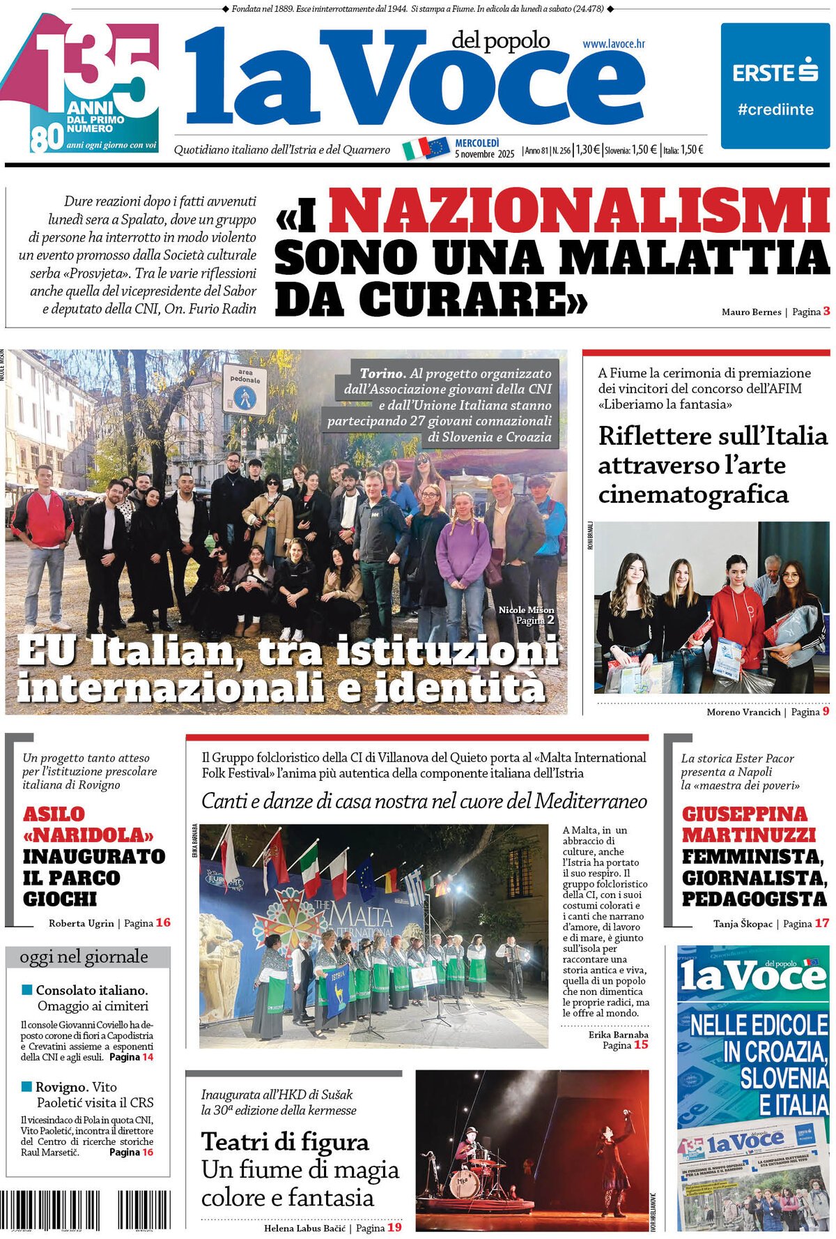 Prima Pagina La Voce del popolo 05/11/2025