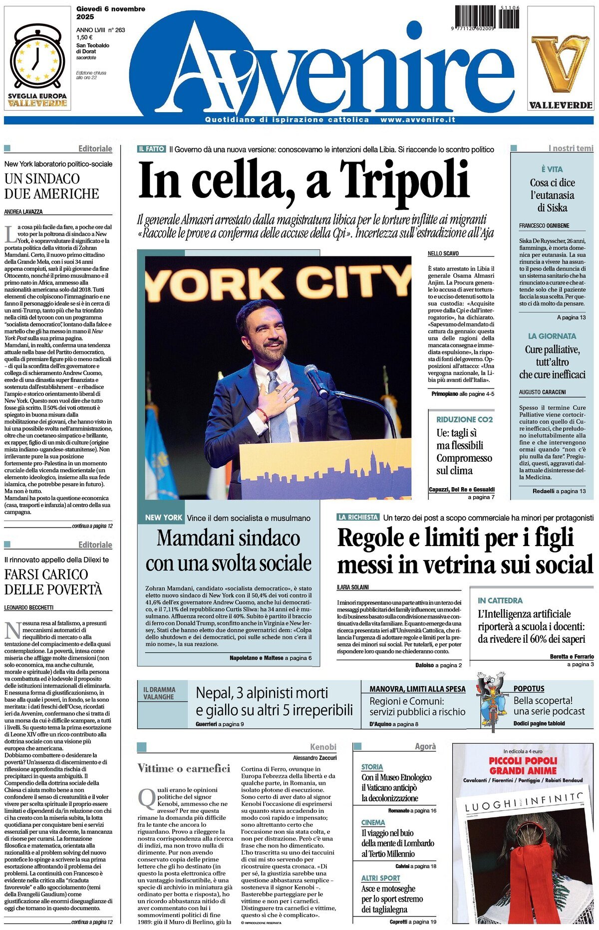 Prima Pagina Avvenire 06/11/2025