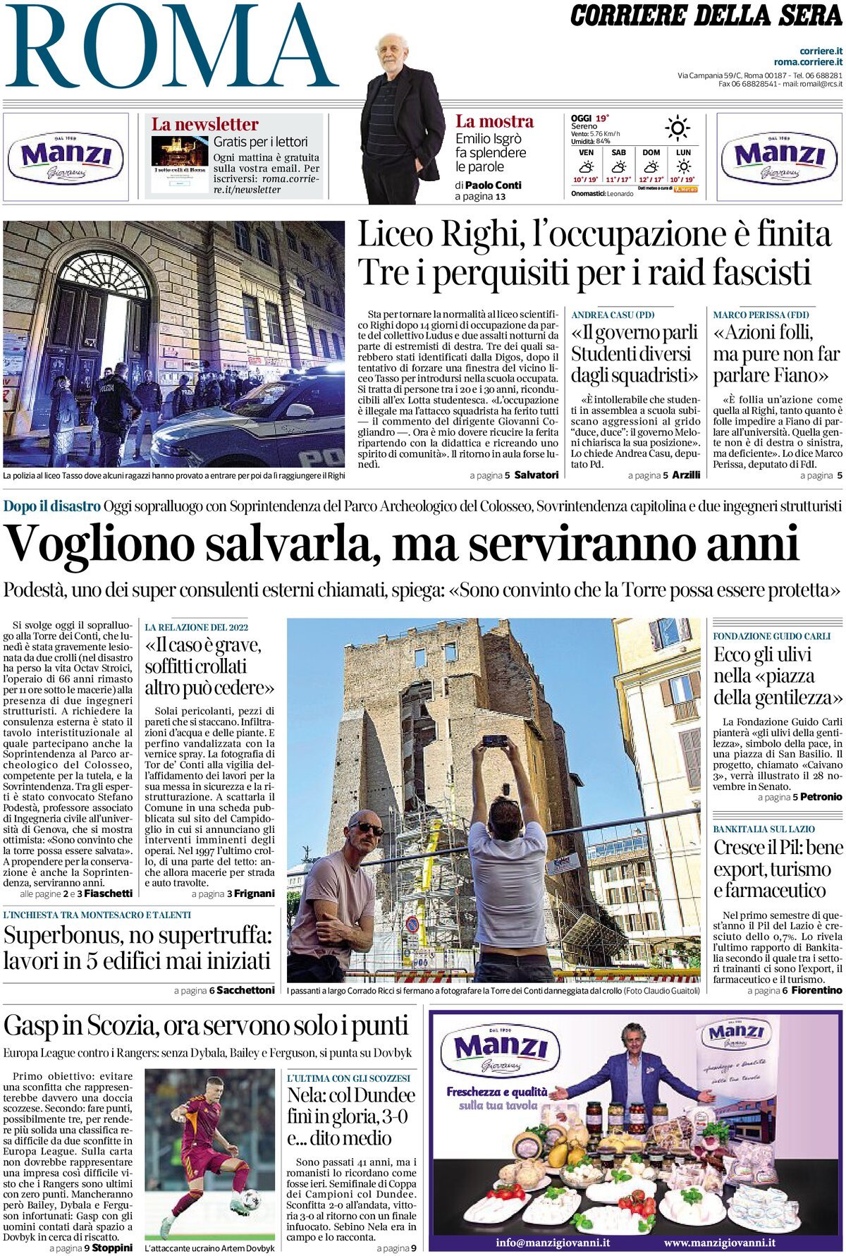 Prima Pagina Corriere della Sera (Roma) 06/11/2025