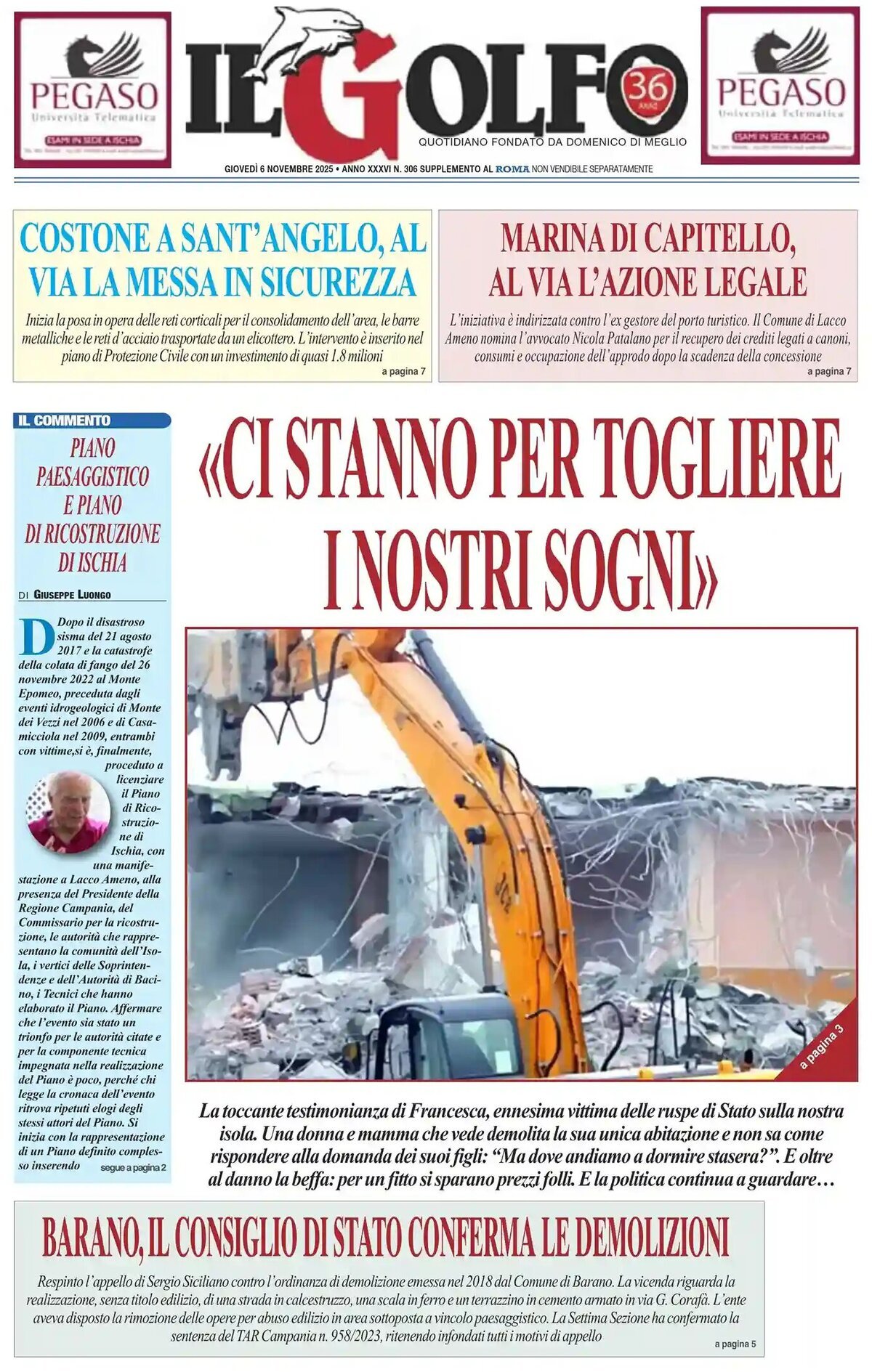 Prima Pagina Il Golfo 06/11/2025