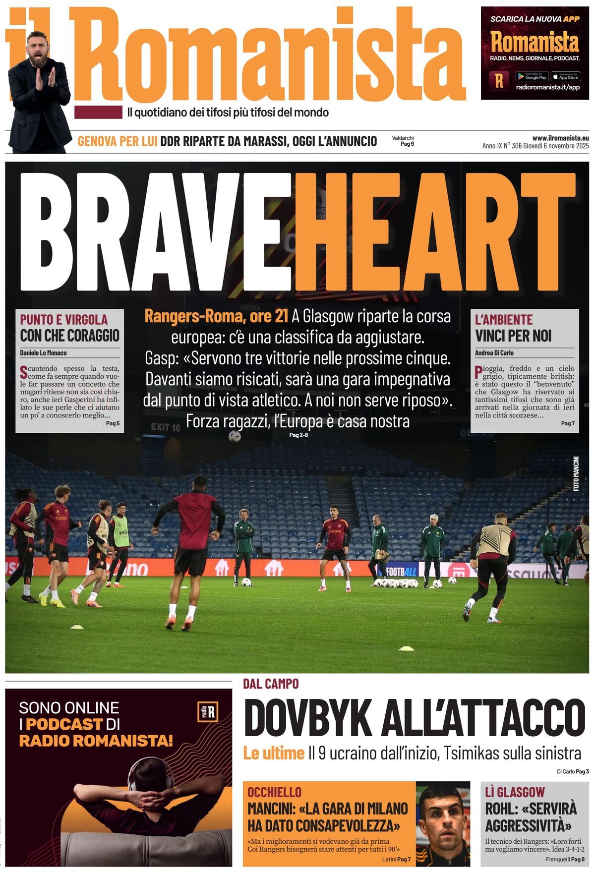 Prima Pagina Il Romanista 06/11/2025