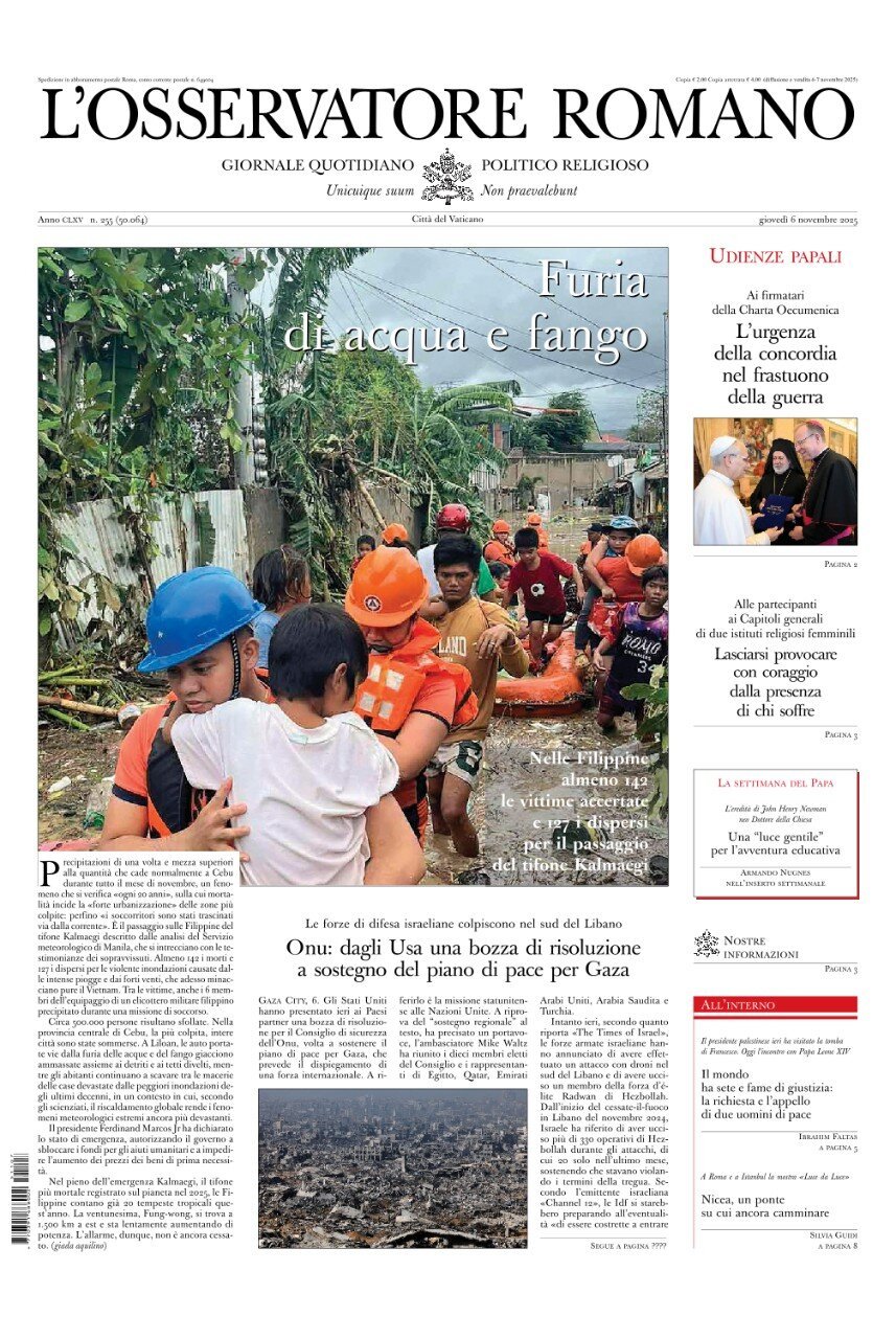 Prima Pagina L'Osservatore Romano 06/11/2025