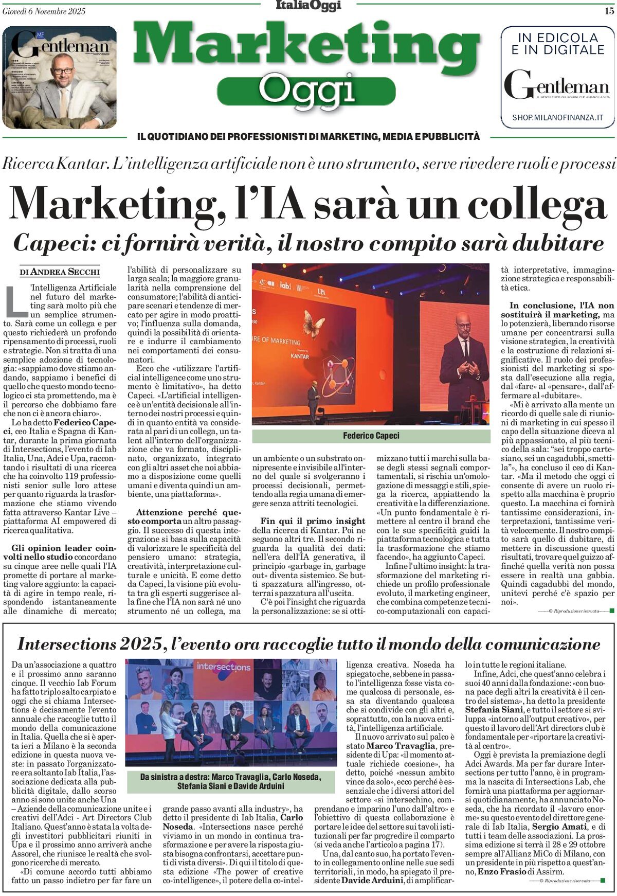 Prima Pagina Marketing Oggi 06/11/2025