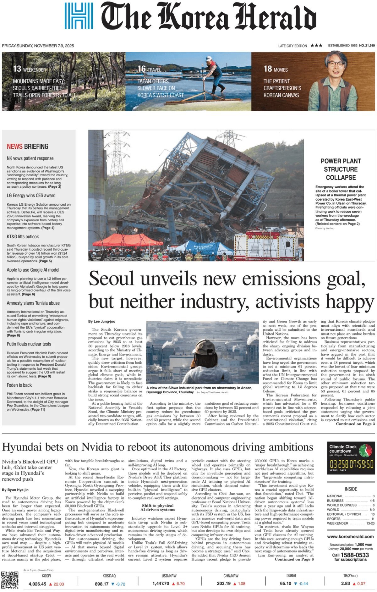 Prima Pagina The Korea Herald 09/11/2025