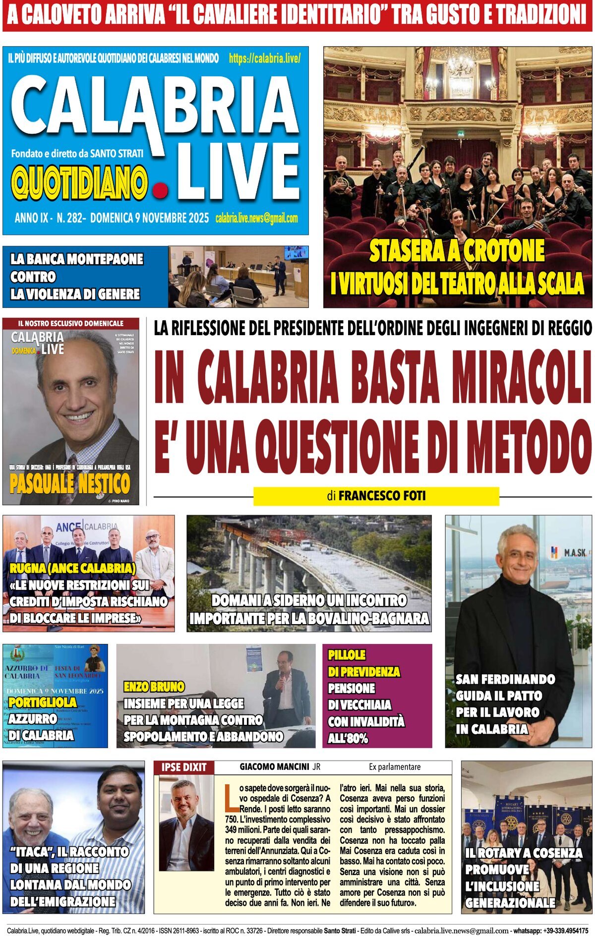 Prima Pagina Calabria Live 09/11/2025
