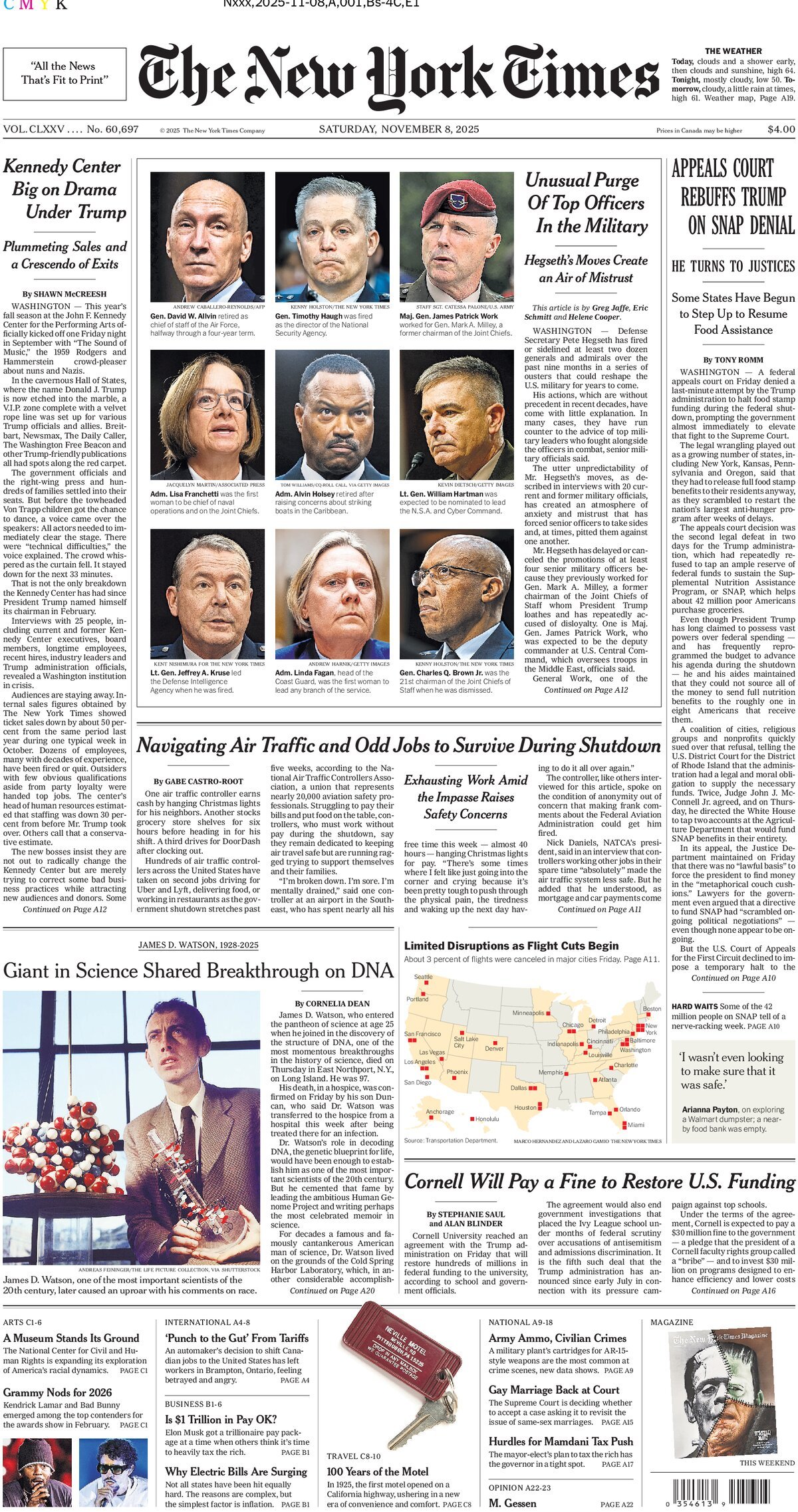 Prima Pagina The New York Times 08/11/2025