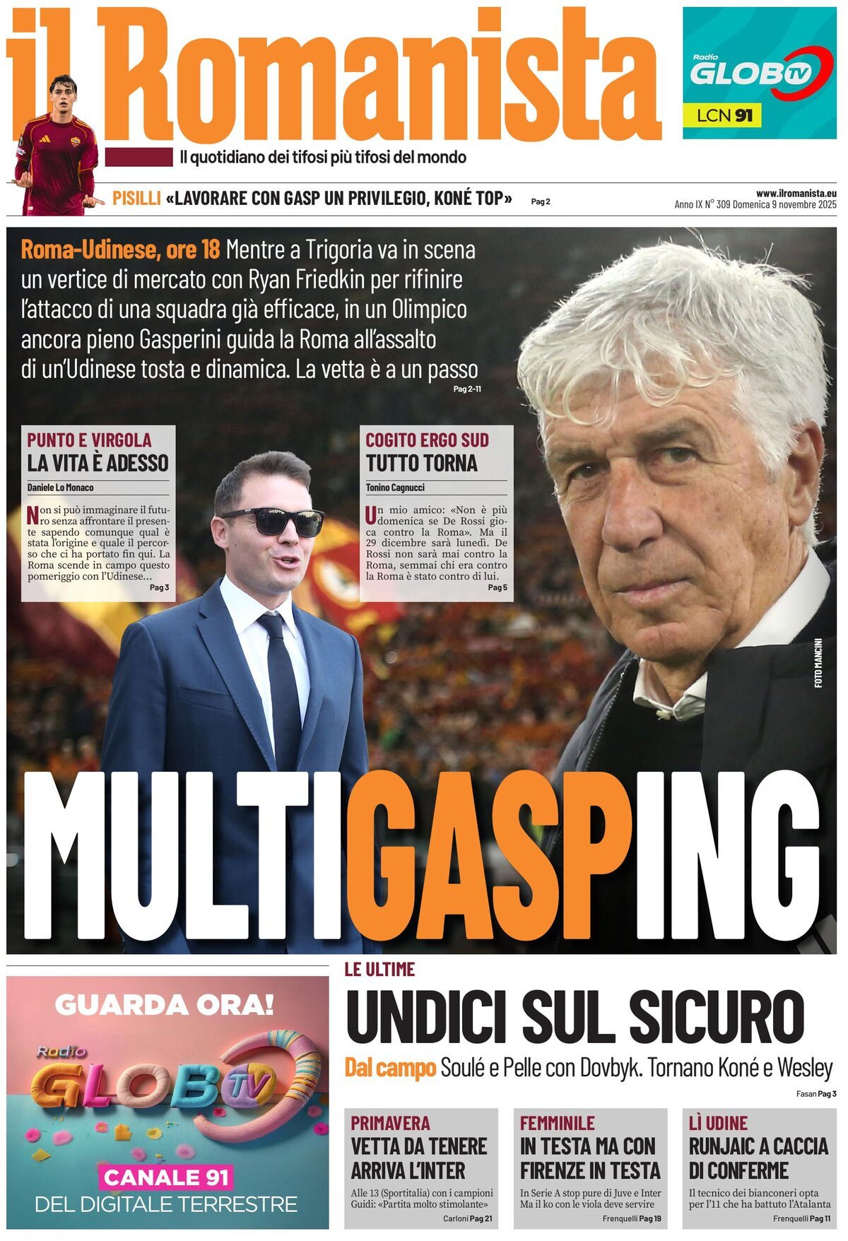 Prima Pagina Il Romanista 09/11/2025