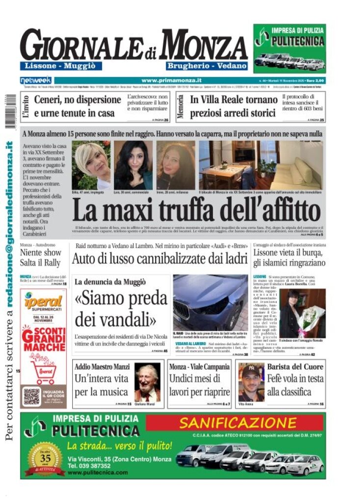Copertina Giornale di Monza 11/11/2025