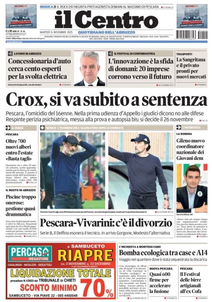 Prima Pagina Il Centro (Pescara) 11/11/2025