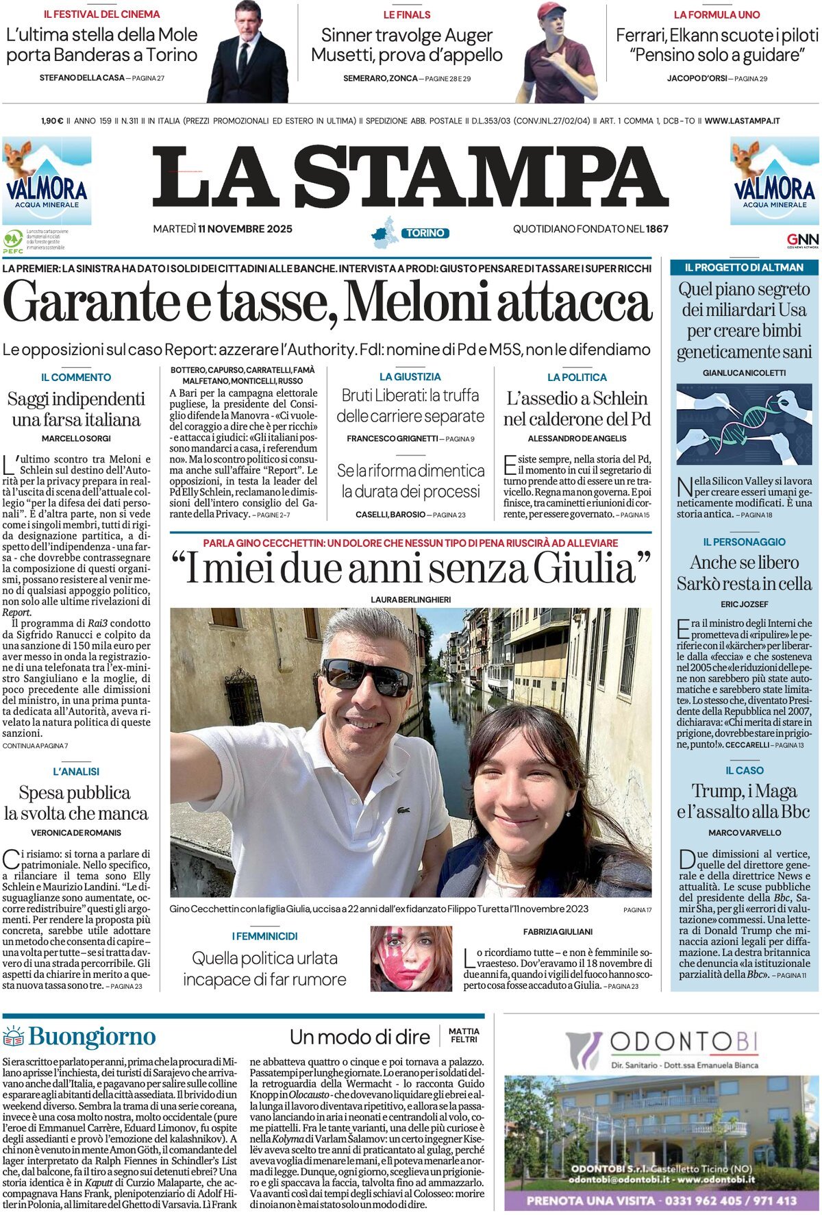 Prima Pagina La Stampa 11/11/2025