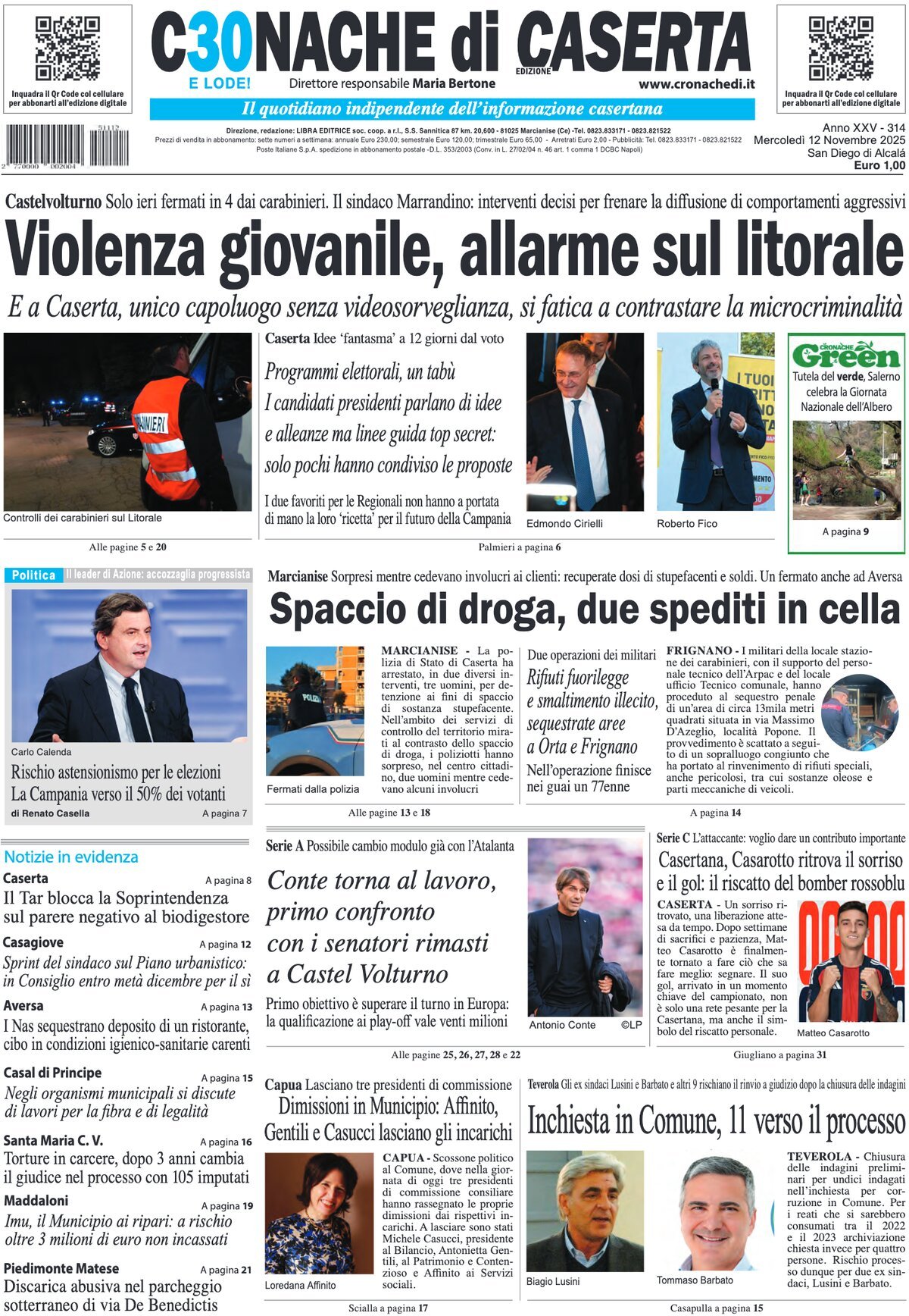 Prima Pagina Cronache di Caserta 12/11/2025
