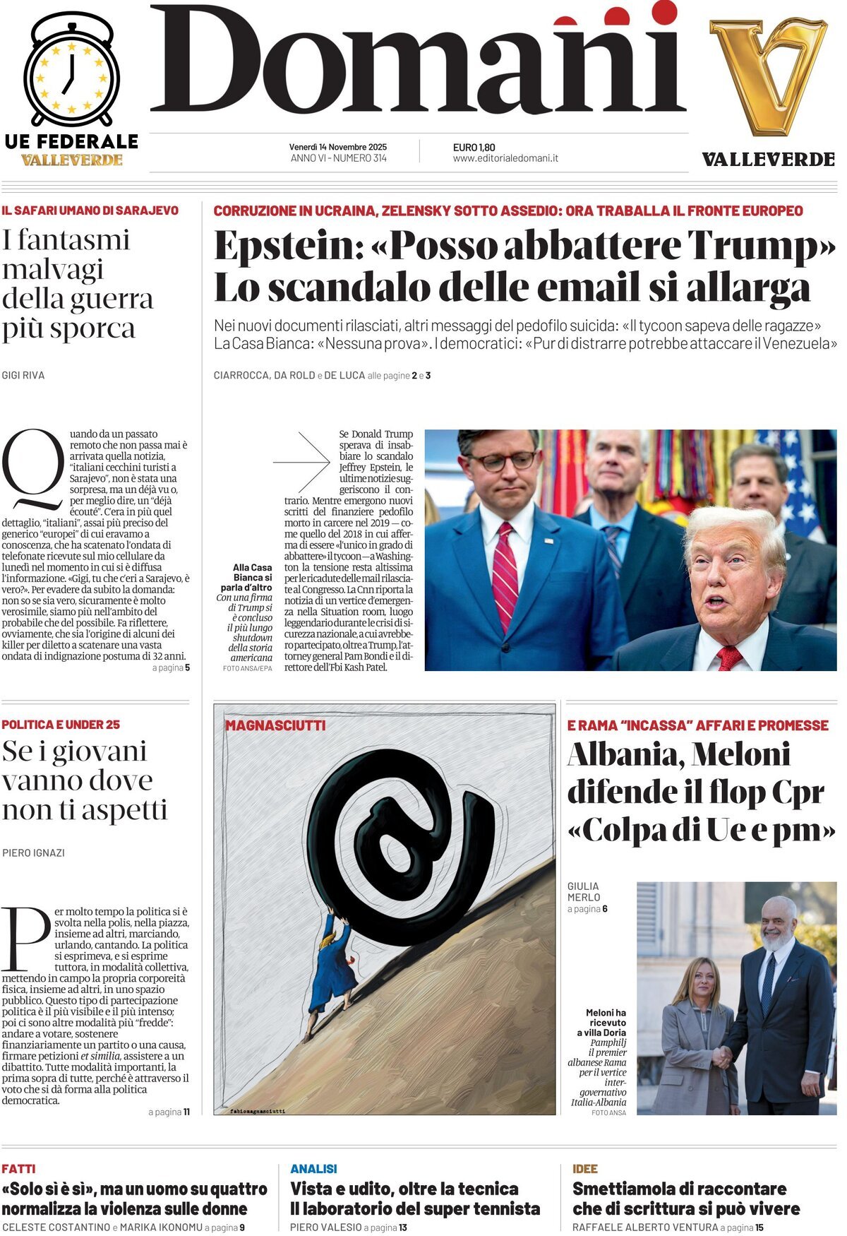 Prima Pagina Domani 14/11/2025