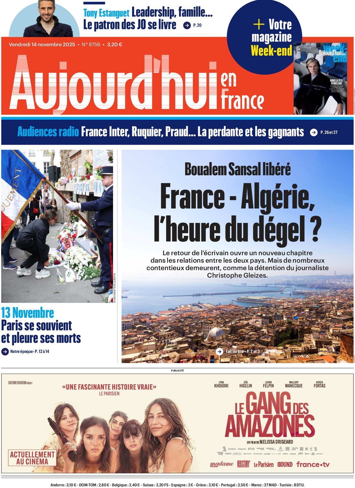 Prima Pagina Aujourd'hui en France 14/11/2025