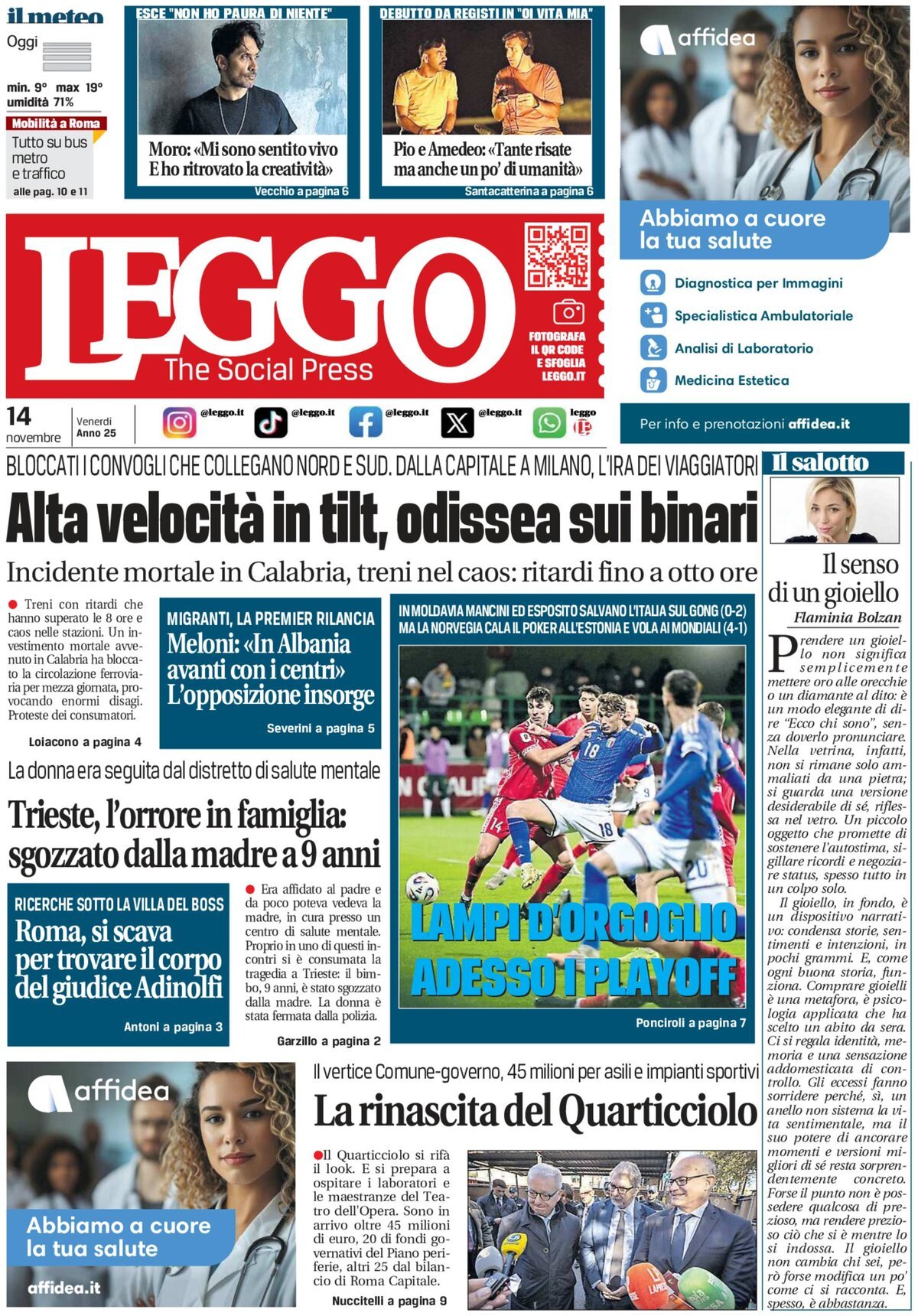 Prima Pagina Leggo (Roma) 14/11/2025