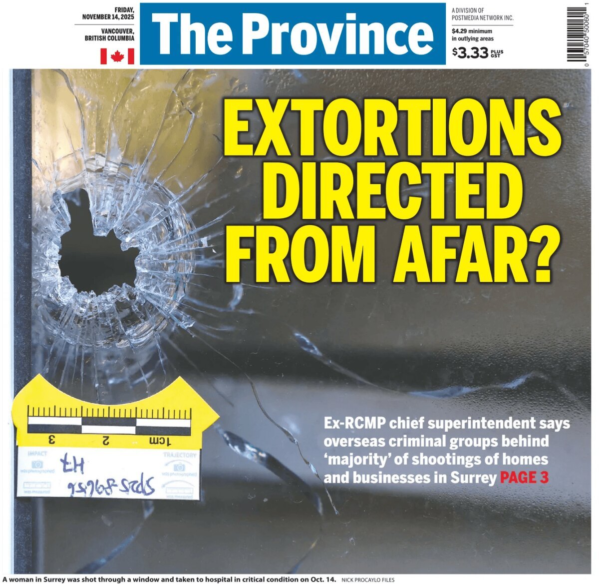 Prima Pagina The Province 14/11/2025