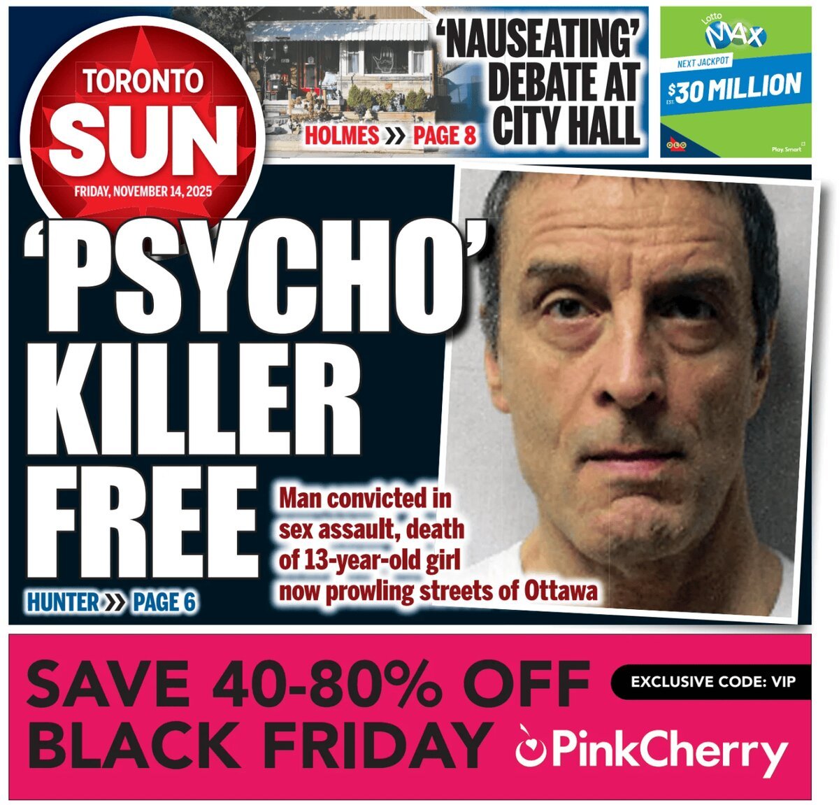 Prima Pagina Toronto Sun 14/11/2025