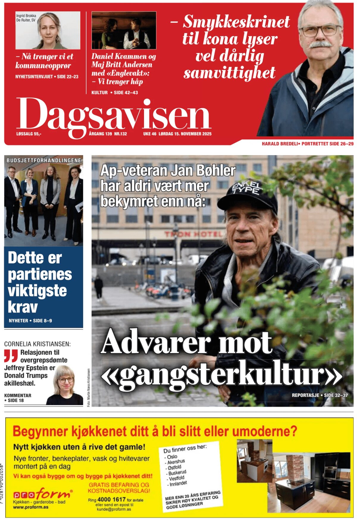 Prima Pagina Dagsavisen 15/11/2025