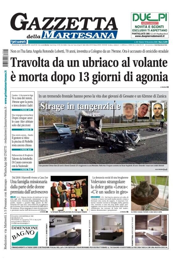 Copertina Gazzetta della Martesana 15/11/2025