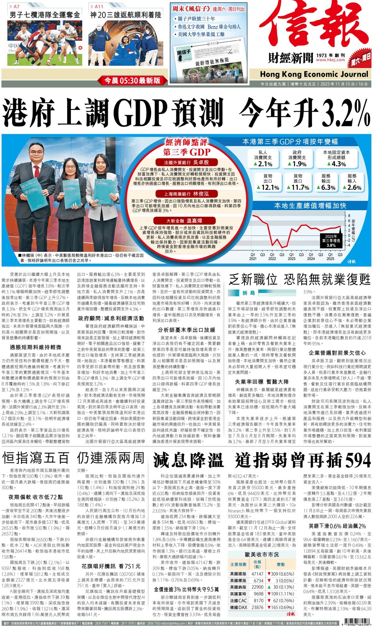 Prima Pagina Hong Kong Economic Journal 15/11/2025