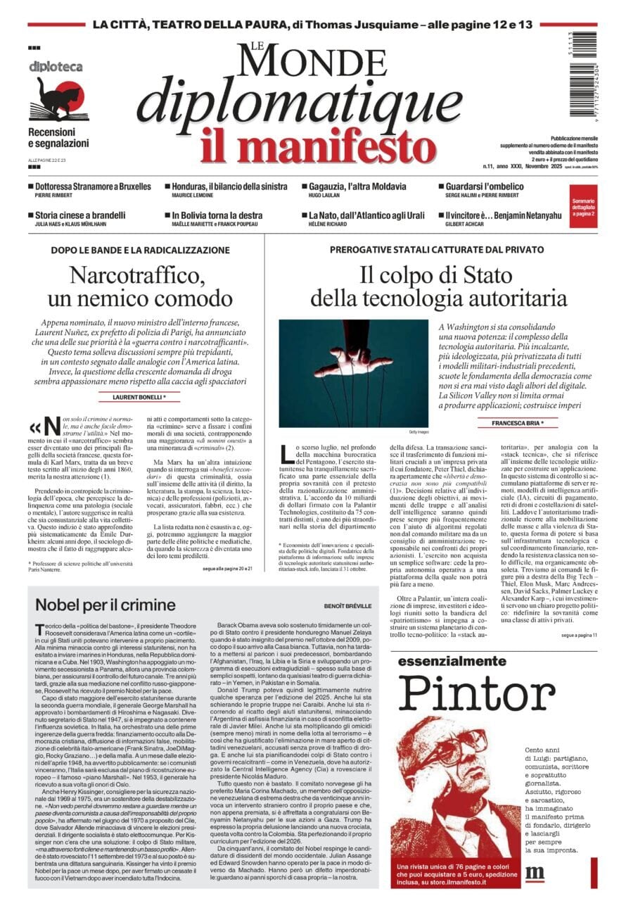 Copertina Le Monde diplomatique (Il Manifesto) 15/11/2025