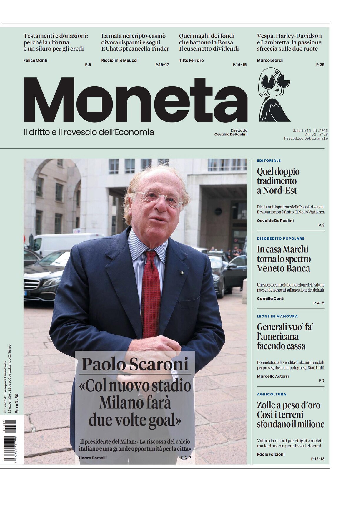 Copertina Moneta (Il Giornale) 15/11/2025