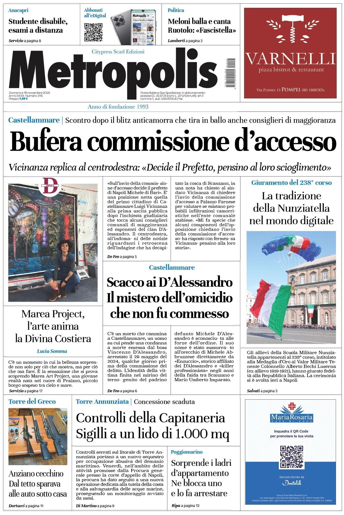 Prima Pagina Metropolis (Napoli) 16/11/2025