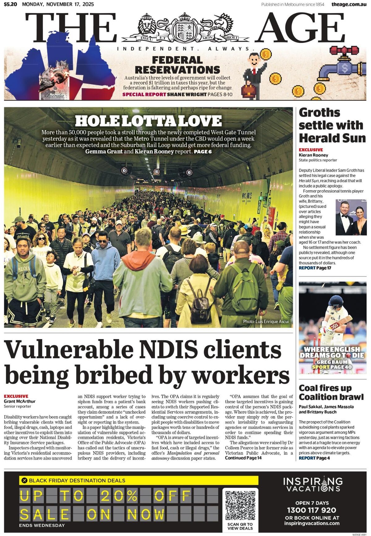 Prima Pagina The Age 17/11/2025