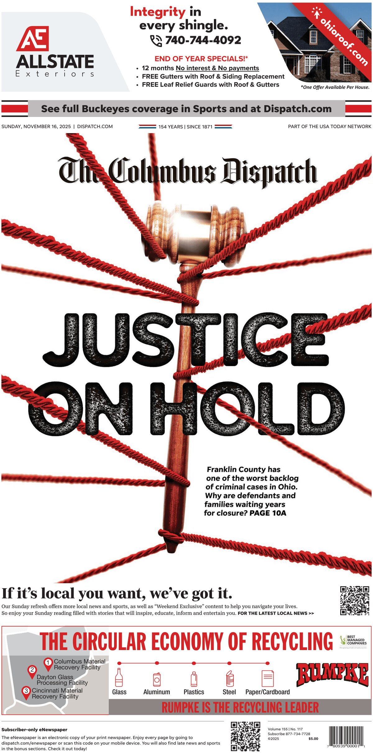 Prima Pagina The Columbus Dispatch 16/11/2025